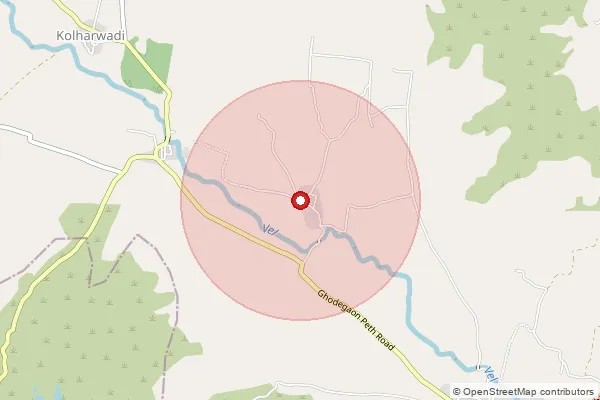 Map showing approximate area covered by Pincode 410512 — Karegaon B.O, Pune