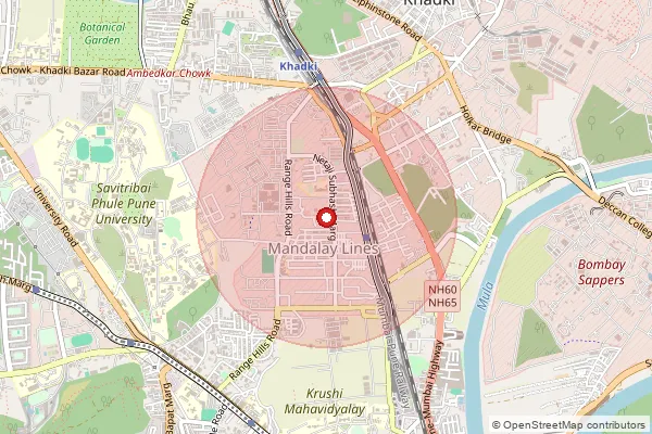 Map showing approximate area covered by Pincode 411020 — Botanical Garden S.O (Pune), Pune