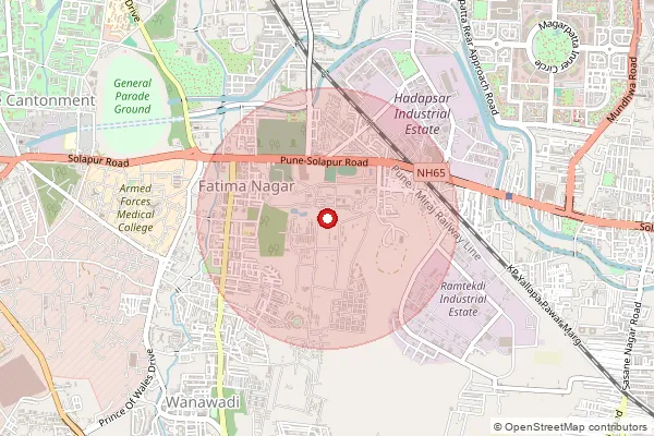 Map showing approximate area covered by Pincode 411022 — Srpf S.O, Pune