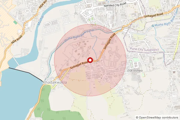 Map showing approximate area covered by Pincode 411024 — Khadakwasla R.S. S.O, Pune