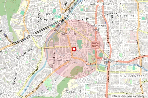 Map showing approximate area covered by Pincode 411030 — Narayan Peth S.O, Pune