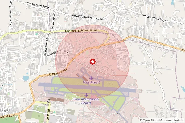 Map showing approximate area covered by Pincode 411032 — Iaf Station S.O, Pune