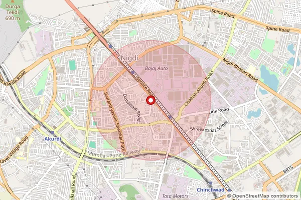Map showing approximate area covered by Pincode 411035 — Akurdi S.O, Pune