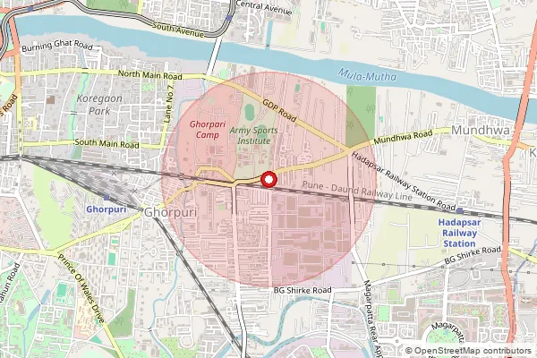 Map showing approximate area covered by Pincode 411036 — Mundhva Av S.O, Pune