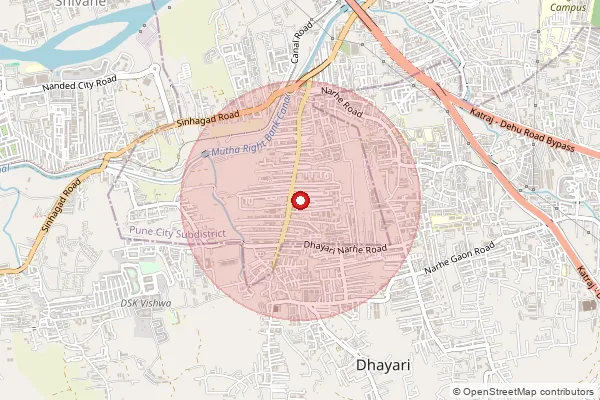 Map showing approximate area covered by Pincode 411041 — Vadgaon Budruk S.O, Pune