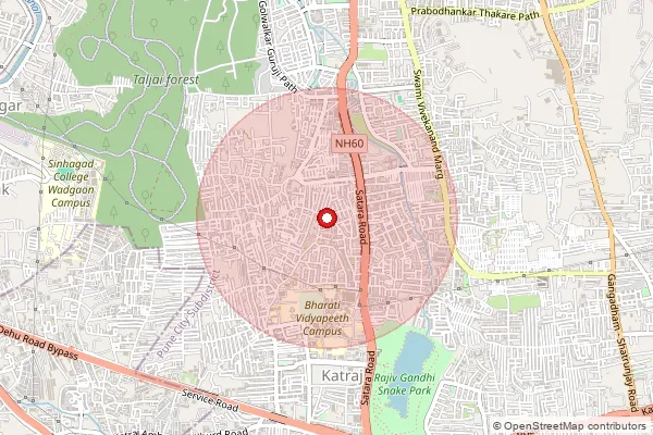 Map showing approximate area covered by Pincode 411043 — Dhankawadi S.O, Pune