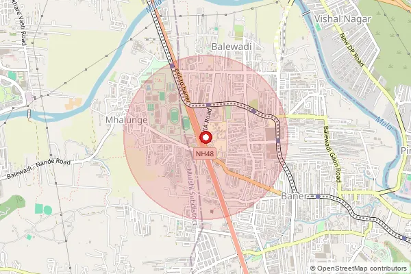 Map showing approximate area covered by Pincode 411045 — N.I.A. S.O, Pune
