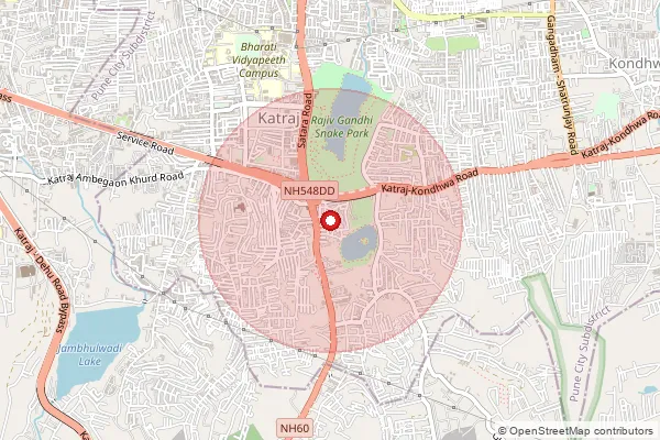 Map showing approximate area covered by Pincode 411046 — Katraj S.O, Pune