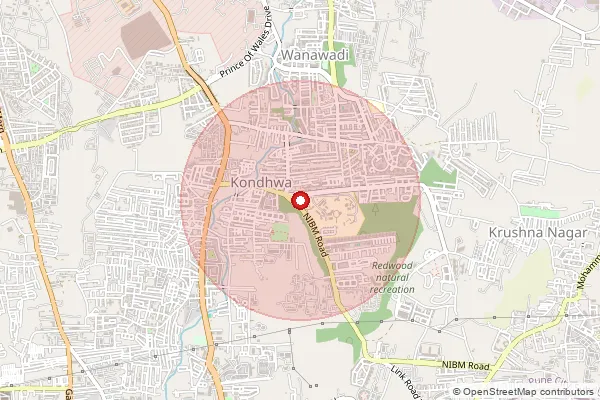 Map showing approximate area covered by Pincode 411048 — N I B M S.O, Pune