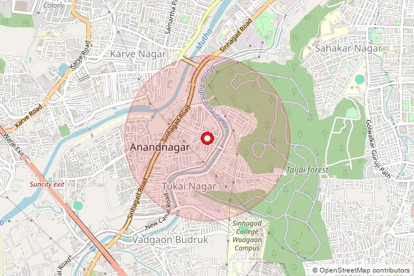 Map showing approximate area covered by Pincode 411051 — Anandnagar S.O (Pune), Pune