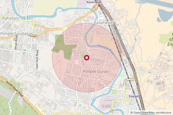Map showing approximate area covered by Pincode 411061 — Pimple Gurav S.O, Pune