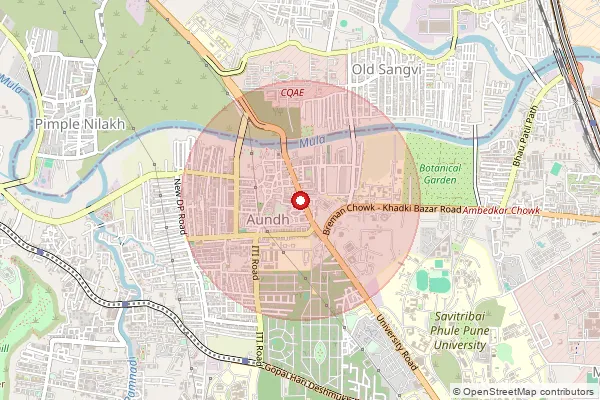 Map showing approximate area covered by Pincode 411067 — Aundh S.O (Pune), Pune