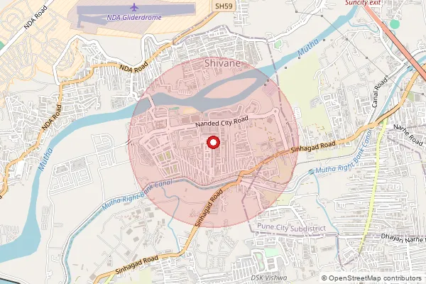 Map showing approximate area covered by Pincode 411068 — Nanded S.O (Pune), Pune