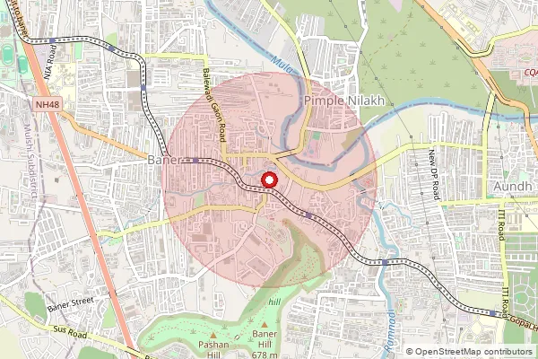 Map showing approximate area covered by Pincode 411069 — Baner Dso (Pune), Pune