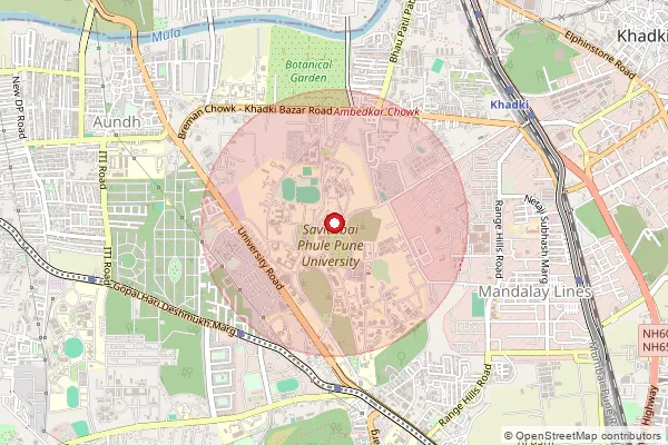 Map showing approximate area covered by Pincode 411074 — Ndc Ganeshkhind, Na