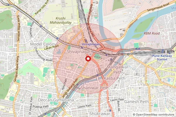 Map showing approximate area covered by Pincode 411075 — Ndc Shivajinagar, Na