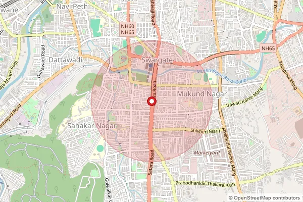 Map showing approximate area covered by Pincode 411076 — Ndc Parvati, Na