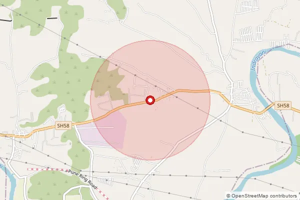 Map showing approximate area covered by Pincode 412105 — Solu B.O, Pune