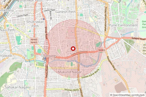 Map showing approximate area covered by Pincode 412115 — Sangrun B.O, Pune