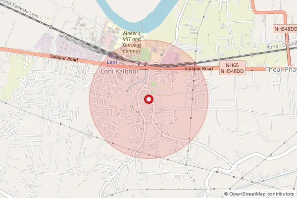 Map showing approximate area covered by Pincode 412201 — Alandi Chorachi B.O, Pune