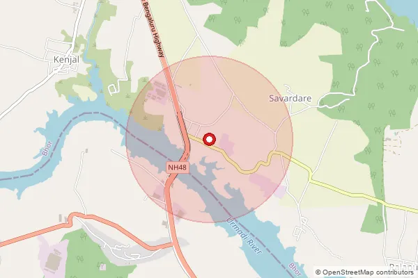 Map showing approximate area covered by Pincode 412205 — Khed Shivapur B.O, Pune