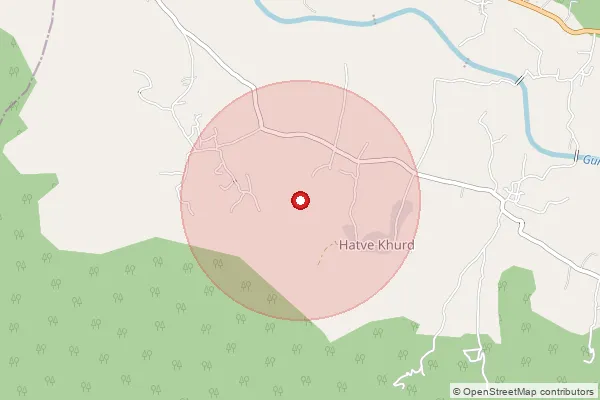 Map showing approximate area covered by Pincode 412213 — Kurungwadi B.O, Pune