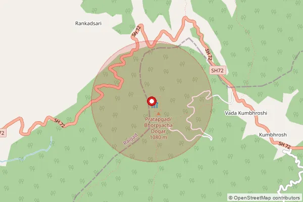 Map showing approximate area covered by Pincode 412806 — Birwadi B.O, Satara