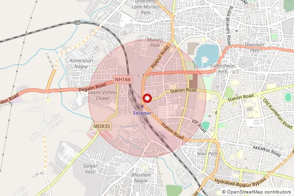 Map showing approximate area covered by Pincode 413003 — Sadar Bazar S.O (Solapur), Solapur