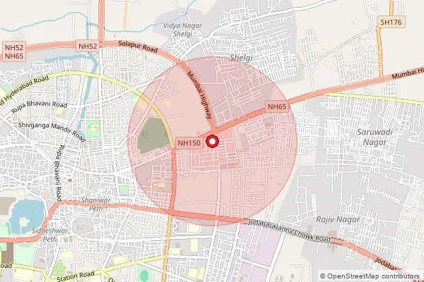 Map showing approximate area covered by Pincode 413005 — Market Yard Solapur S.O, Solapur