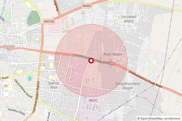 Map showing approximate area covered by Pincode 413006 — Kumbhari B.O, Solapur