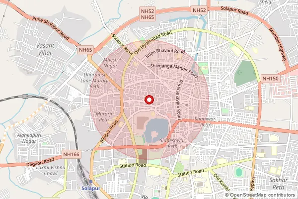 Map showing approximate area covered by Pincode 413007 — Solapur City S.O, Solapur