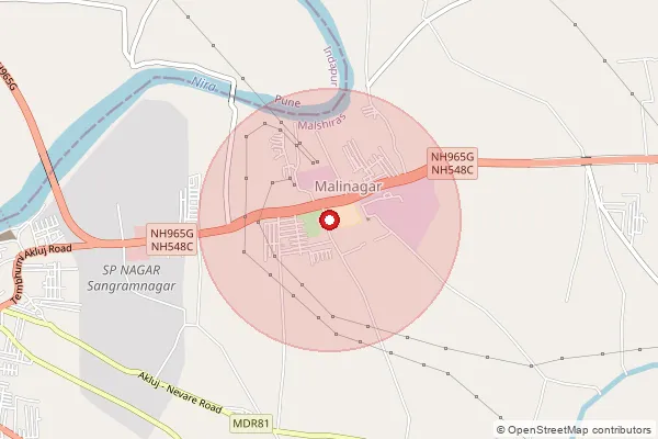 Map showing approximate area covered by Pincode 413108 — Malinagar S.O, Solapur