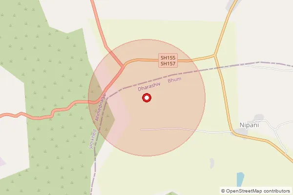 Map showing approximate area covered by Pincode 413204 — Dighol B.O, Ahmednagar