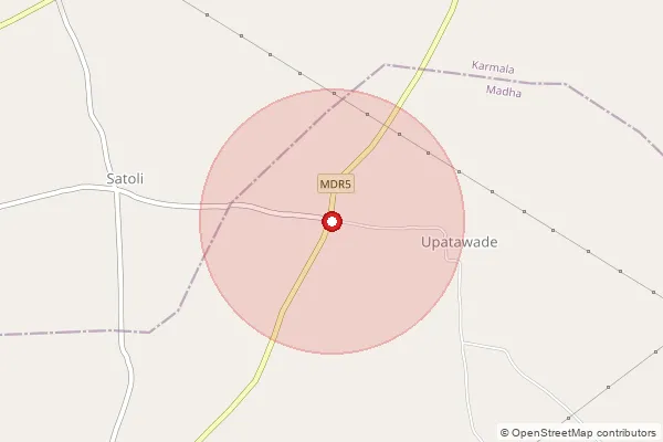 Map showing approximate area covered by Pincode 413223 — Wadshivane B.O, Solapur