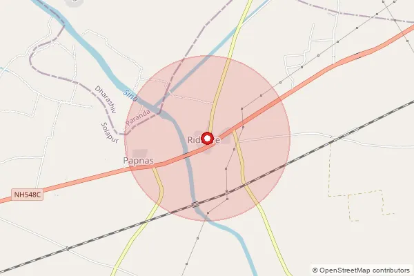 Map showing approximate area covered by Pincode 413250 — Tandulwadi B.O, Solapur