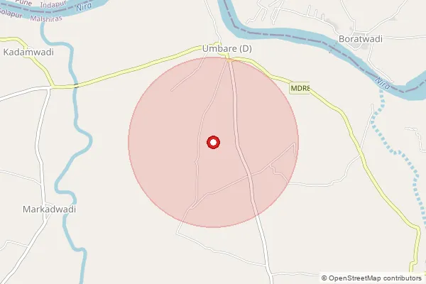 Map showing approximate area covered by Pincode 413302 — Bardi B.O, Solapur