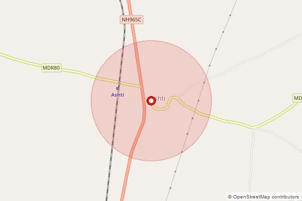 Map showing approximate area covered by Pincode 413303 — Ashti S.O (Solapur), Solapur