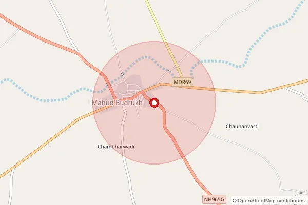Map showing approximate area covered by Pincode 413306 — Katphal B.O, Solapur
