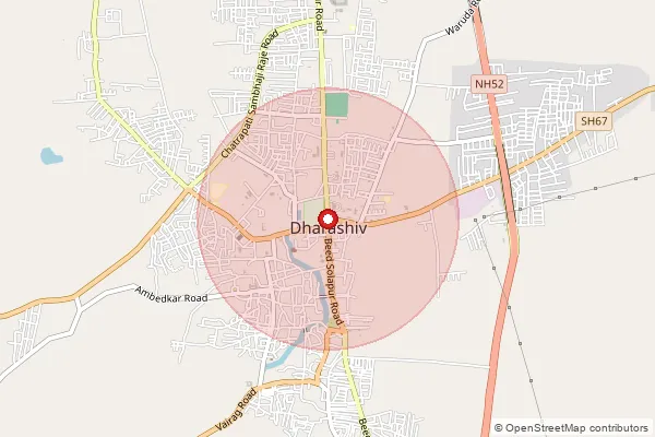 Map showing approximate area covered by Pincode 413405 — Ghatangri B.O, Osmanabad