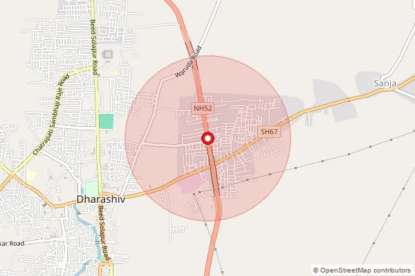 Map showing approximate area covered by Pincode 413509 — Nitali B.O, Osmanabad