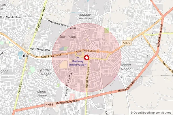 Map showing approximate area covered by Pincode 413510 — Murud S.O, Latur