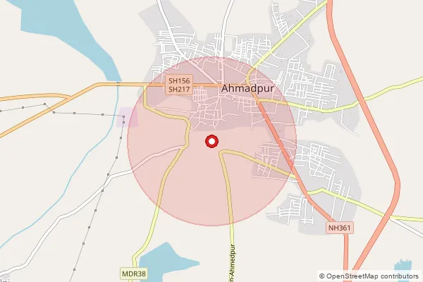 Map showing approximate area covered by Pincode 413515 — Ganga Hipparga B.O, Latur