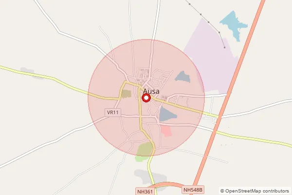 Map showing approximate area covered by Pincode 413520 — Bhada B.O, Latur