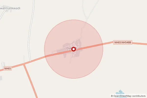 Map showing approximate area covered by Pincode 413604 — Kaldeo Nimbala B.O, Osmanabad