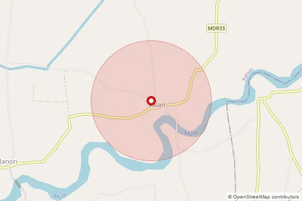 Map showing approximate area covered by Pincode 413705 — Aradgaon B.O, Ahmednagar