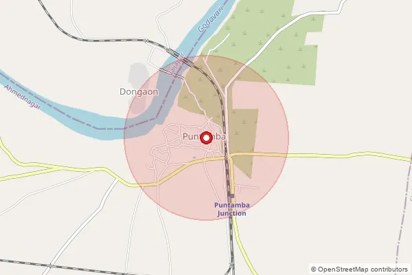 Map showing approximate area covered by Pincode 413707 — Puntamba S.O, Ahmednagar