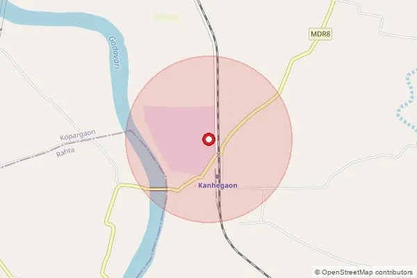 Map showing approximate area covered by Pincode 413708 — Bhojade B.O, Ahmednagar