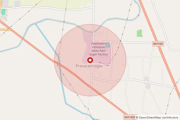 Map showing approximate area covered by Pincode 413712 — Pravaranagar S.O, Ahmednagar