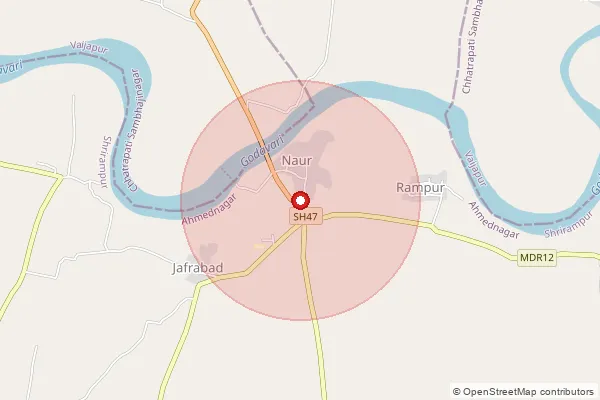 Map showing approximate area covered by Pincode 413718 — Undirgaon B.O, Ahmednagar