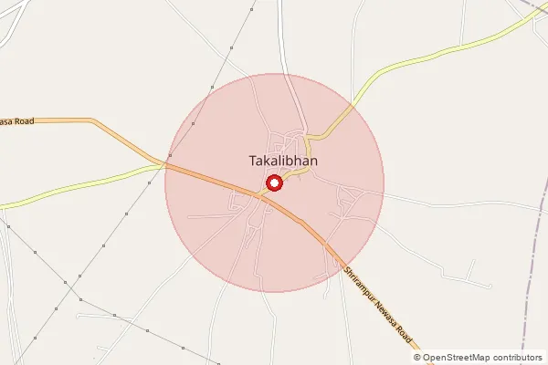 Map showing approximate area covered by Pincode 413725 — Ghogargaon B.O, Ahmednagar